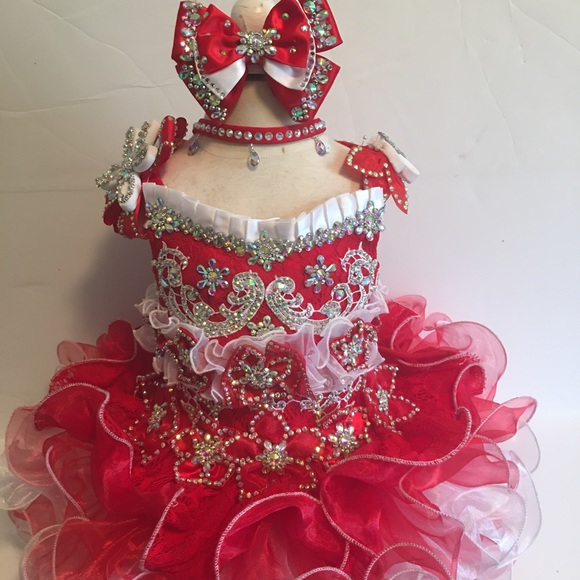 Girls glitz red cupcake pageant dress size 12-24